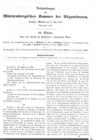 66. Sitzung, Stuttgart, 28.7.1858