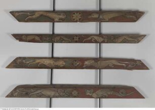 Sechs Balkenfragmente mit Drôleries-Dekoration der Holzdecke von Sant'Agostino in Trapani