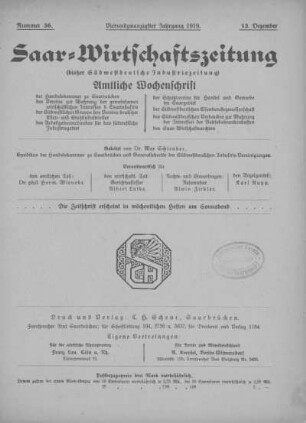 Nummer 36: 13. Dezember 1919
