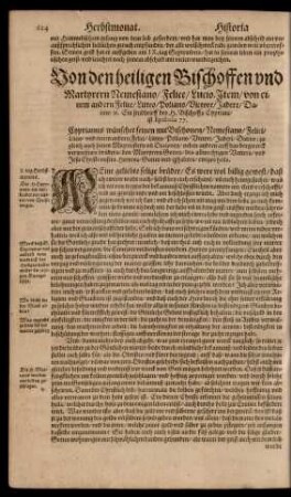 Von den heiligen Bischoffen und Martyrern Nemostano/ Felice/ Lucio. ...