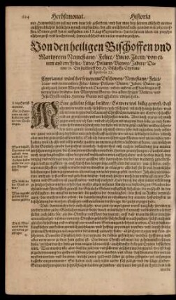 Von den heiligen Bischoffen und Martyrern Nemostano/ Felice/ Lucio. ...