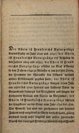 Der Rhein, Teutschlands Strom, aber nicht Teutschlands Gränze