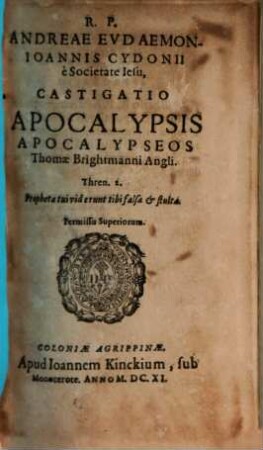 Castigatio Apocalypsis apocalypeos Th. Breghtmanni