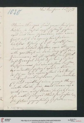 Briefwechsel Theodor Mommsen und Marie Mommsen geb. Reimer: Brief von Marie Mommsen an Theodor Mommsen