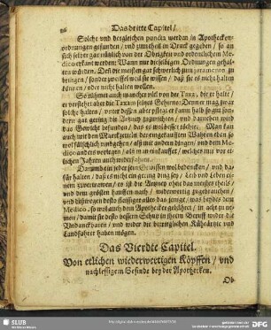 Das Vierdte Capitel. Von etlichen wiederwertigen Köpffen, und nachlessigem Gesinde bey der Apothecken
