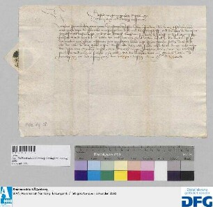 Bischof Gotfrid von Würzburg sagt der Nürnberger Kaufmannschaft zur Frankfurter Fastenmesse Geleit zu.