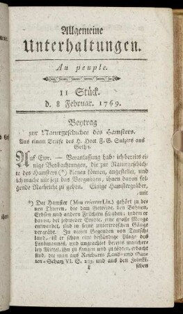 11 Stück. d. 8. Februar 1769.
