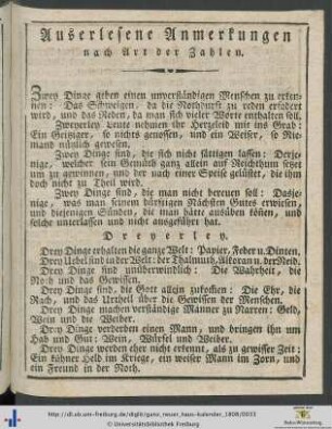 Auserlesene Anmerkungen nach Art der Zahlen.
