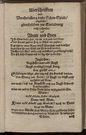 Uberschrifften aus Verahnlassung dieser Schau-Spiele