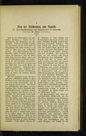 Von der Anschauung zum Begriff : IV. Zur Begriffsbildung und Konzentration im Unterricht ; Schluß
