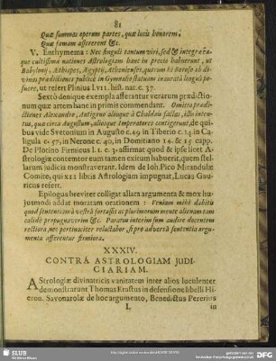XXXIV. Contra Astrologiam Iudiciariam