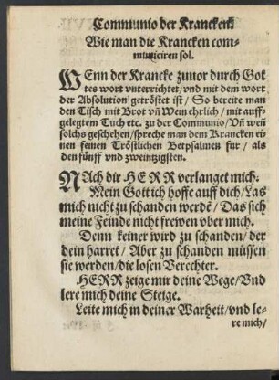 Wie man die Krancken communiciren sol.