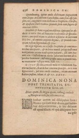 Dominica Nona Post Trinitatis ...