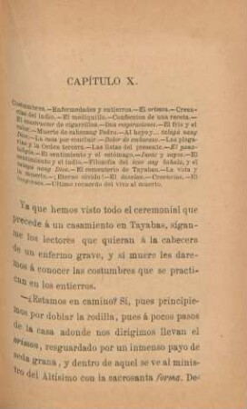 Capítulo X. Costumbres. - Enfermedades y entierros. - ...