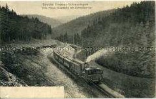 Ansicht der Zahnradbahn auf der Strecke Ilmenau-Schleusingen