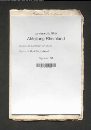 Kurze Aufstellung der von Erzbischof Salentin Belehnten