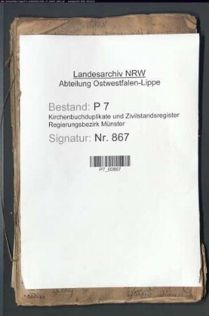 Kirchenbuchduplikat der katholischen Gemeinde Ahsen (GHTK 1815-1819, GHT 1820-1853, GT 1854, GHT 1855-1874). (Gemeinde: Ahsen, kath. Gemeinde)