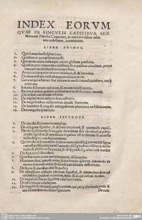 Index eorum quae in singulis capitibus...