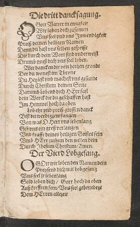 Der Vierd Lobgesang. ||
