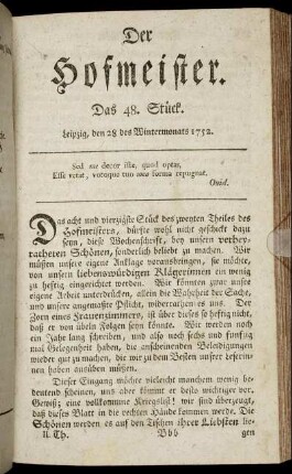 Das 48. Stück. Leipzig, den 28 des Wintermonats 1752.