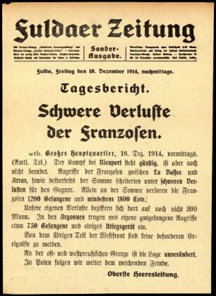 Zweite Ausgabe vom Freitag, den 18. Dezember 1914.