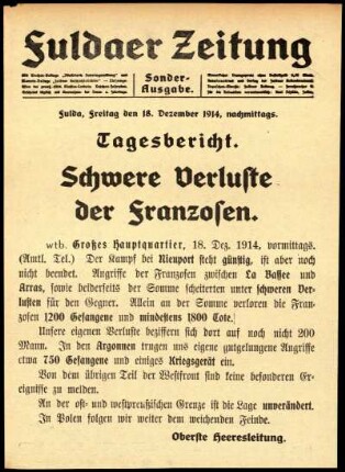 Zweite Ausgabe vom Freitag, den 18. Dezember 1914.