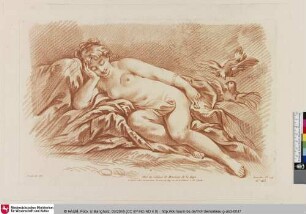 [Liegende Nackte mit zwei Tauben; Académie de Femme]