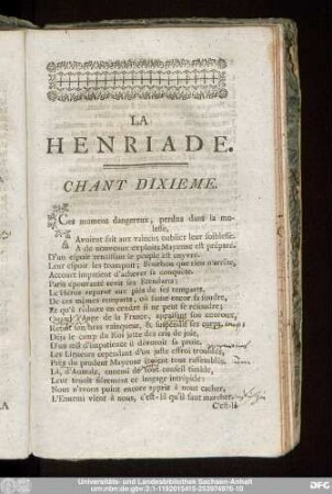 La Henriade. Chant Dixieme.