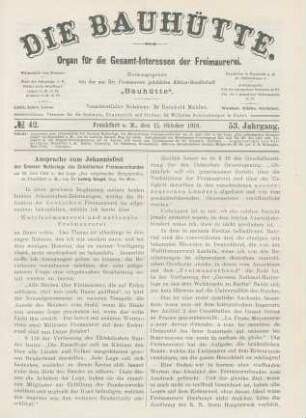 No. 42. Frankfurt a. M., den 15. Oktober 1910. 53. Jahrgang.