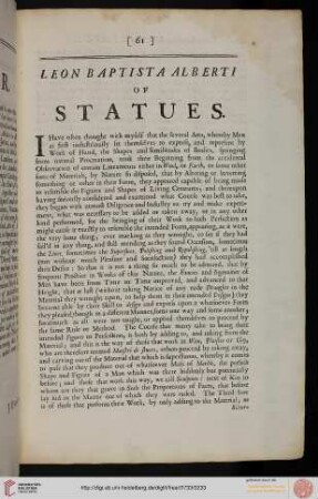 Leon Baptista Alberti of Statues