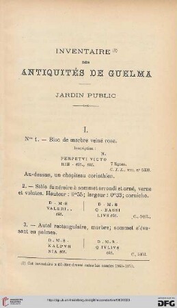 Inventaire des antiquités de Guelma: Jardins publique