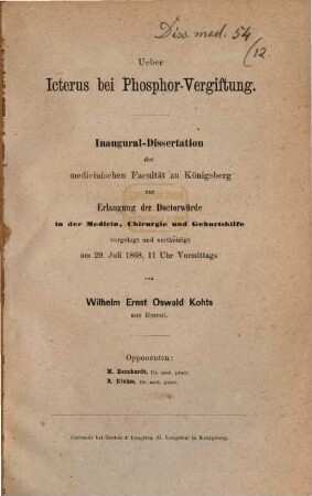 Ueber Icterus bei Phosphor-Vergiftung : Inaugural-Dissertation