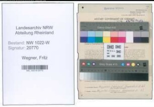 Entnazifizierung Fritz Wegner , geb. 25.09.1899 (Polier)