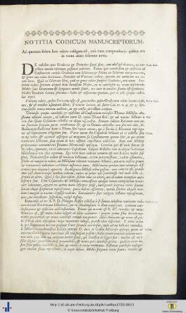 Notitia Codicum Manuscriptorum.
