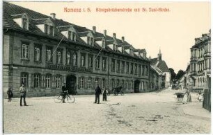 Kamenz. Königsbrücker Straße mit St. Just Kirche