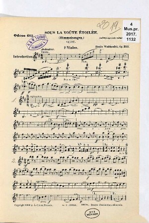 Sous la voûte étoilée : (Himmelsaugen ) : valse : op. 253