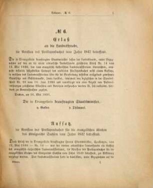 Akten der Ordentlichen Evangelisch-Lutherischen Landessynode im Königreich Sachsen : vom Jahre ... 1891. 5. Ordentliche Landessynode