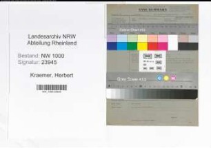 Entnazifizierung Herbert Kraemer, geb. 22.04.1902 ()