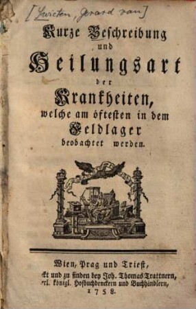 Kurze Beschreibung und Heilungsart der Krankheiten, welche am öftesten in dem Feldlager beobachtet werden