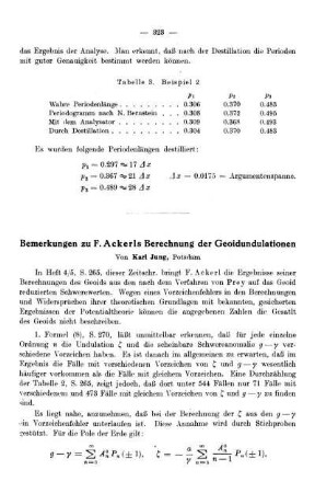 Bemerkungen zu F. Ackerls Berechnung der Geoidundulationen