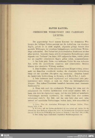 Elftes Kapitel, Chemische Wirkungen des farbigen Lichtes