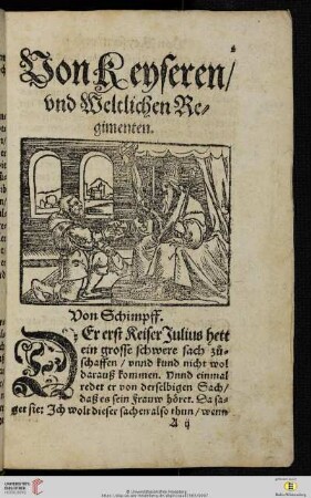 Von Keyseren / vnd Weltlichen Regimenten