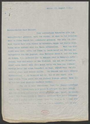 Brief an Hans Dechend : 18.08.1911
