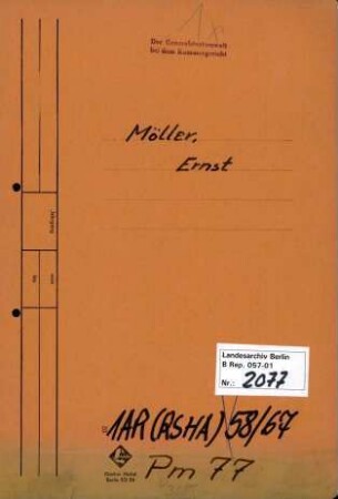 Personenheft Ernst Möller (*26.12.1912), SS-Obersturmführer