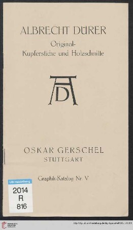 Nr. 5: Graphik-Katalog: Verzeichnis einer kostbaren Dürer-Sammlung
