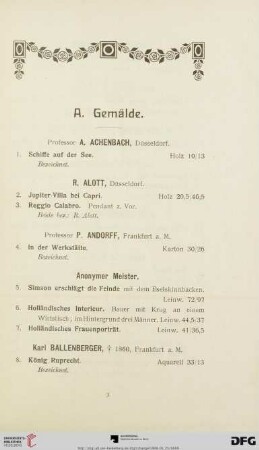 A. Gemälde (Nr. 1-239)