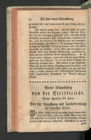 Vierte Abhandlung von der Electricität.