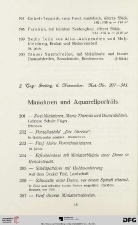 Miniaturen und Aquarellporträts (Nr. 201-345)