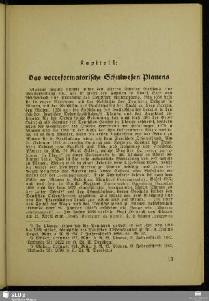 Kapitel I: Das vorreformatorische Schulwesen Plauens