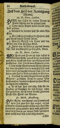 Auf das Fest der Reinigung.